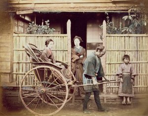 Dame dans un pousse-pousse, c.1890s (photo colorisée)